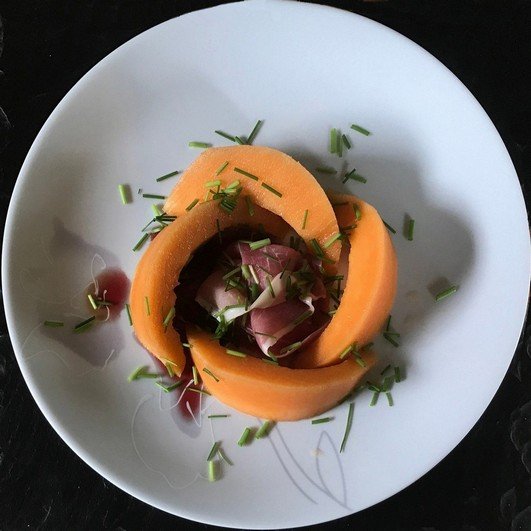 melon cantaloup et jambon Aoste